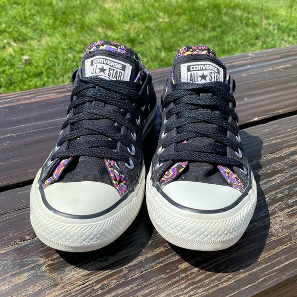Converse All Star Black/ Multi Color Double Tongue Chuck Taylor Sneakers Sz 7 - Picture 4 of 10